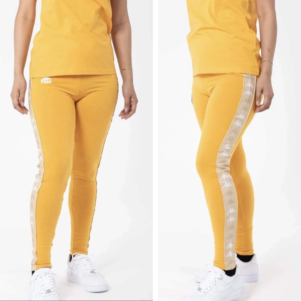 NEW Kappa 222 Banda Baldhill Sport Pants Yellow Tan